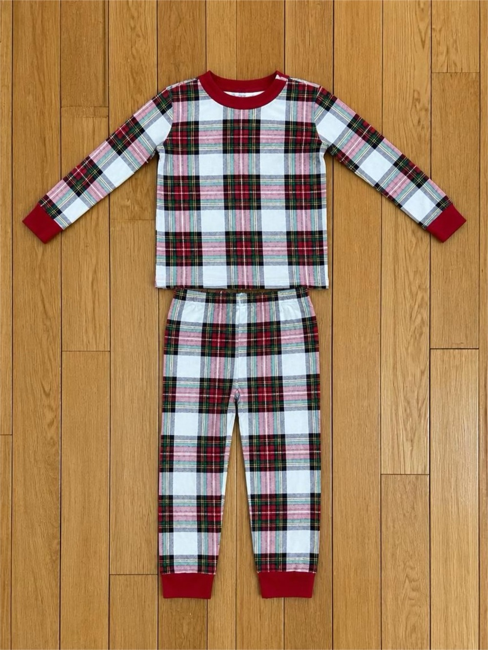 Hanna Andersson Girls 4 100 Plaid Christmas Pajamas Organic Cotton Long Johns